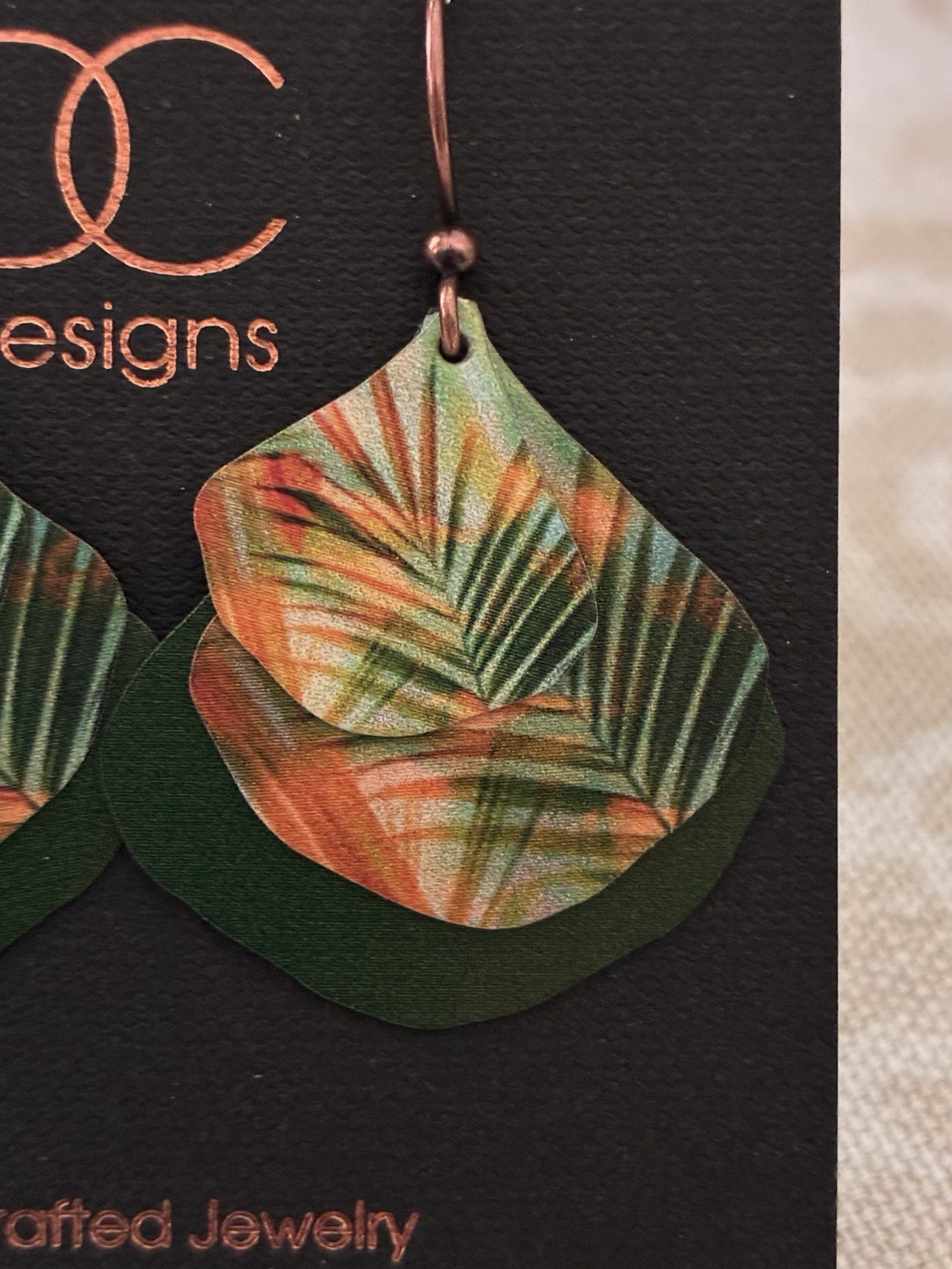 DC Designs Tropical Ginkgo Multilayer Earrings Wearable Art Drop Wire