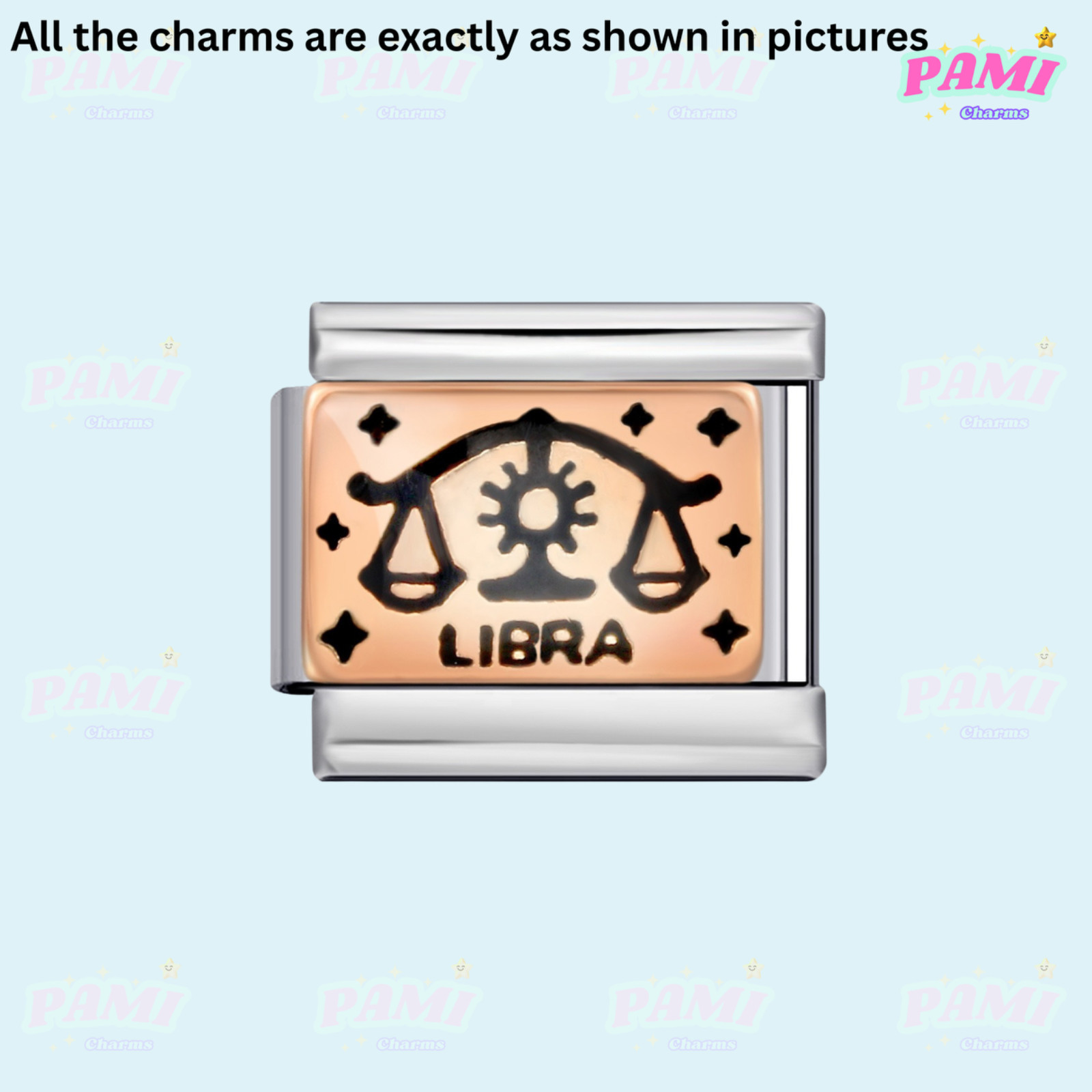 Italian charm 12 zodiac Star signs Fits All major Brands Italian charm bracelet