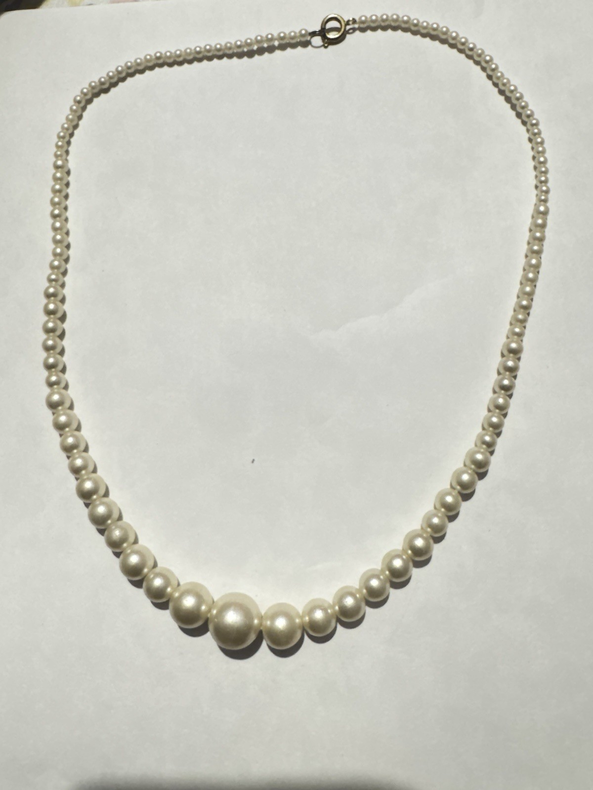 Short Length Cream Faux Pearl Beads Adjustable Necklace