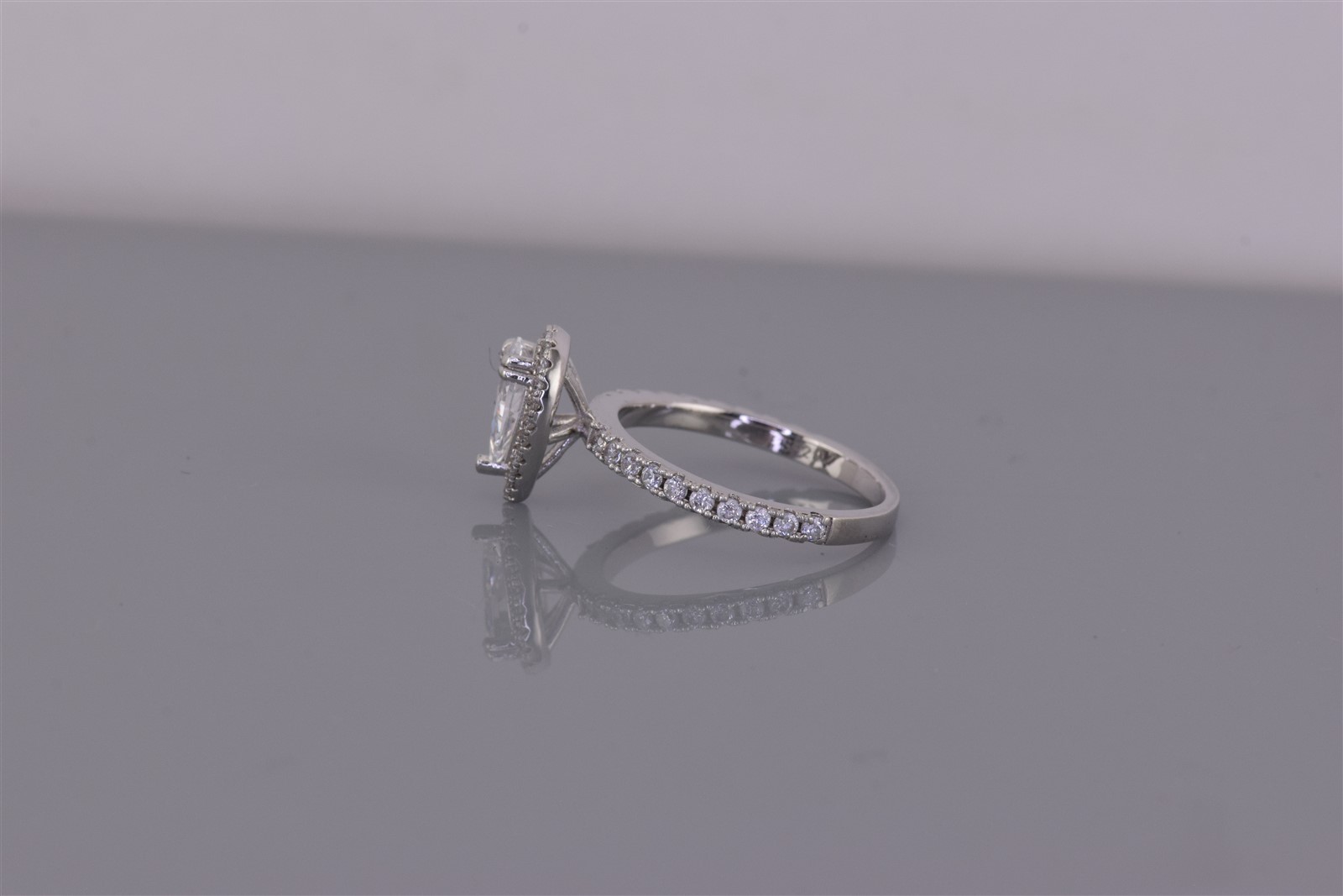 Sterling Silver Pear Cut Cubic Zirconia Halo Accented Band Ring 925 Sz: 6