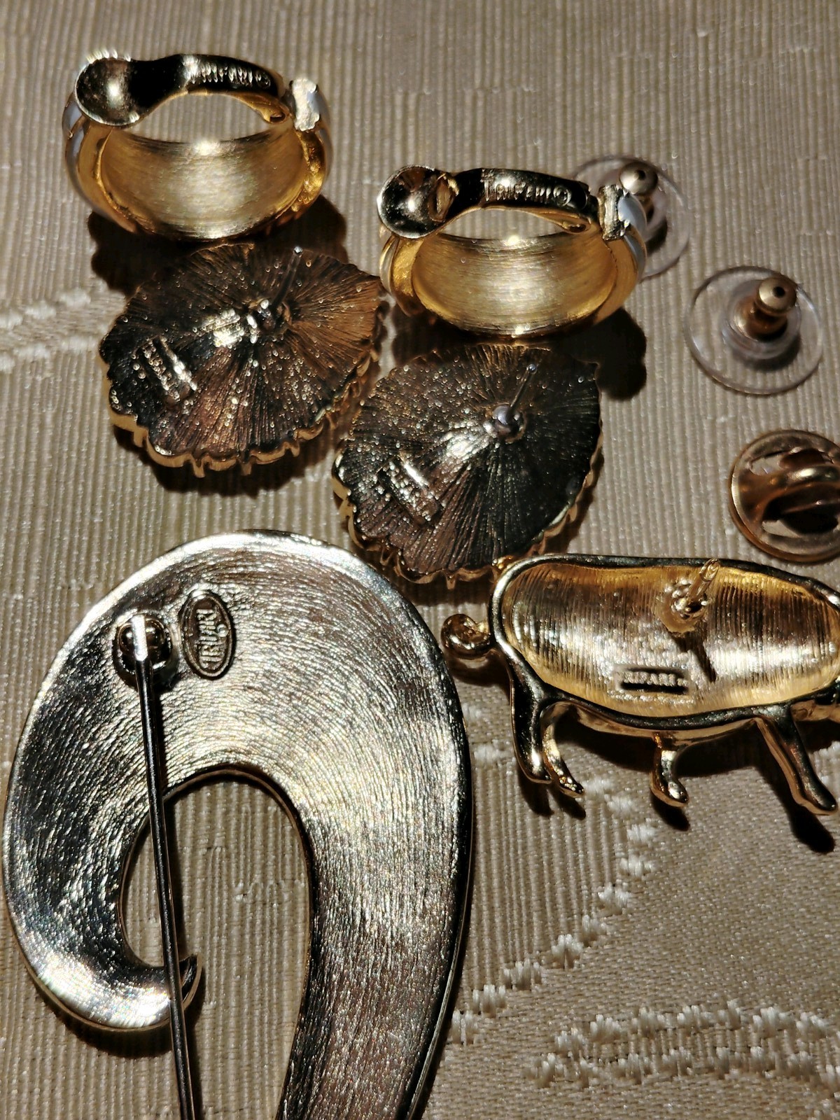 Vintage Crown Trifari Bracelet Earrings/ Trifari Brooch Pig Pin