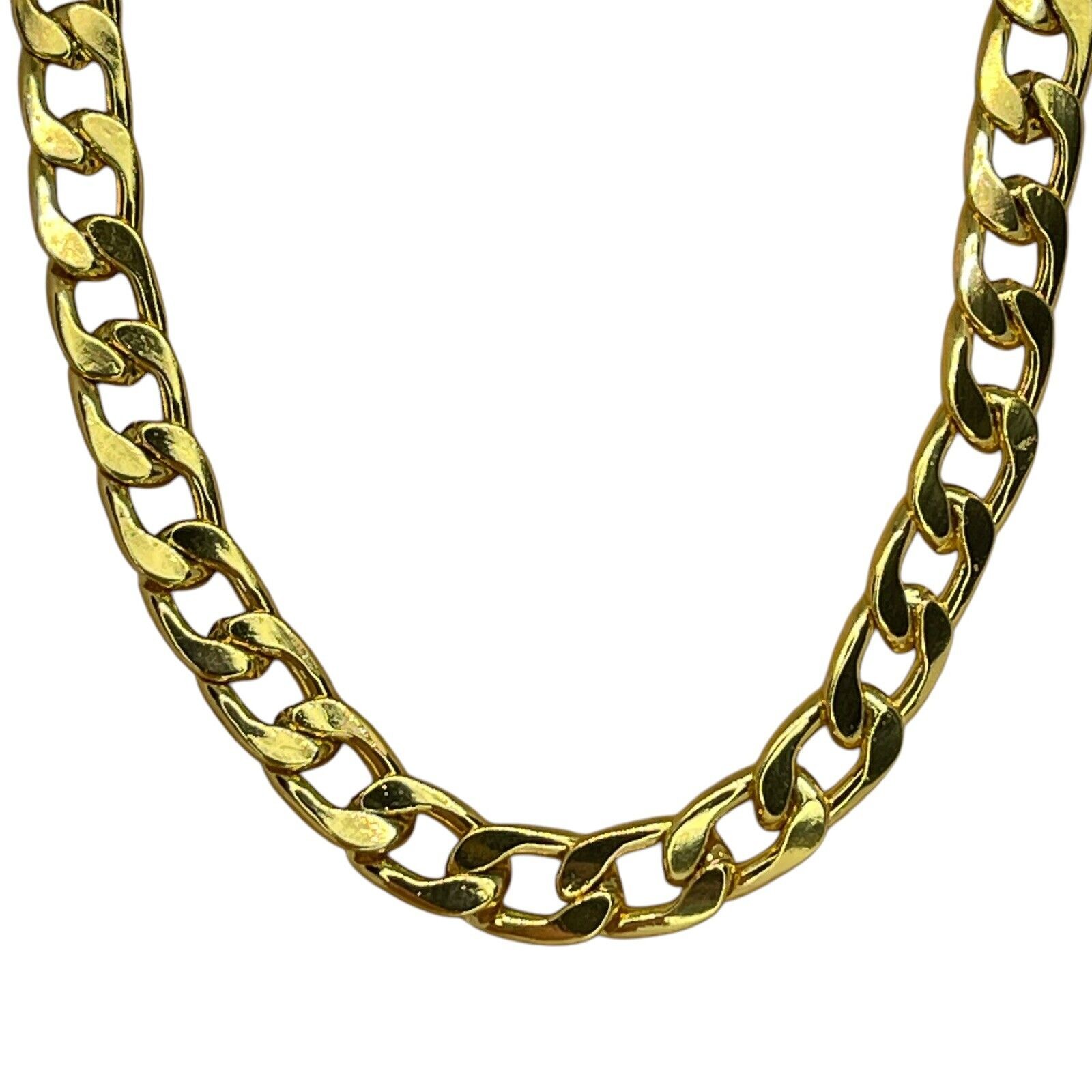 Gold Plated Cuban Chain Necklace Mens 24” (8mm) Bling Flashy Everyday Wear Thick