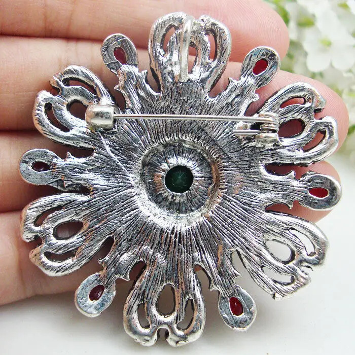 Fashion Court Style Woman’s Flower Brooch Pin Pendant Rhinestone Crystal