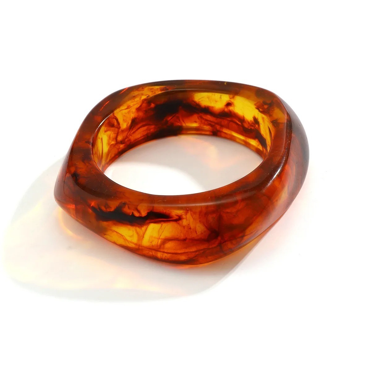 Vintage Punk Brown Coffee Thick Resin Acrylic Bangles Geometric Irregular Design