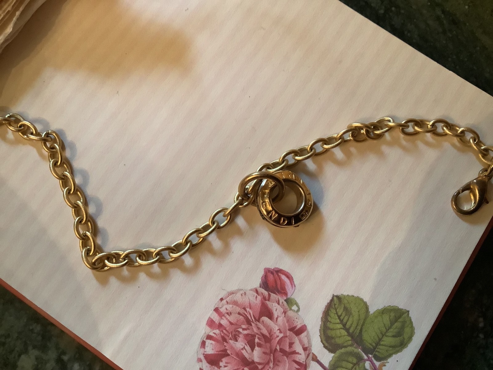 Bracelet with upcycled authentic Fendi Charm. SEE DESCRIPTION. Approx. 7.5″