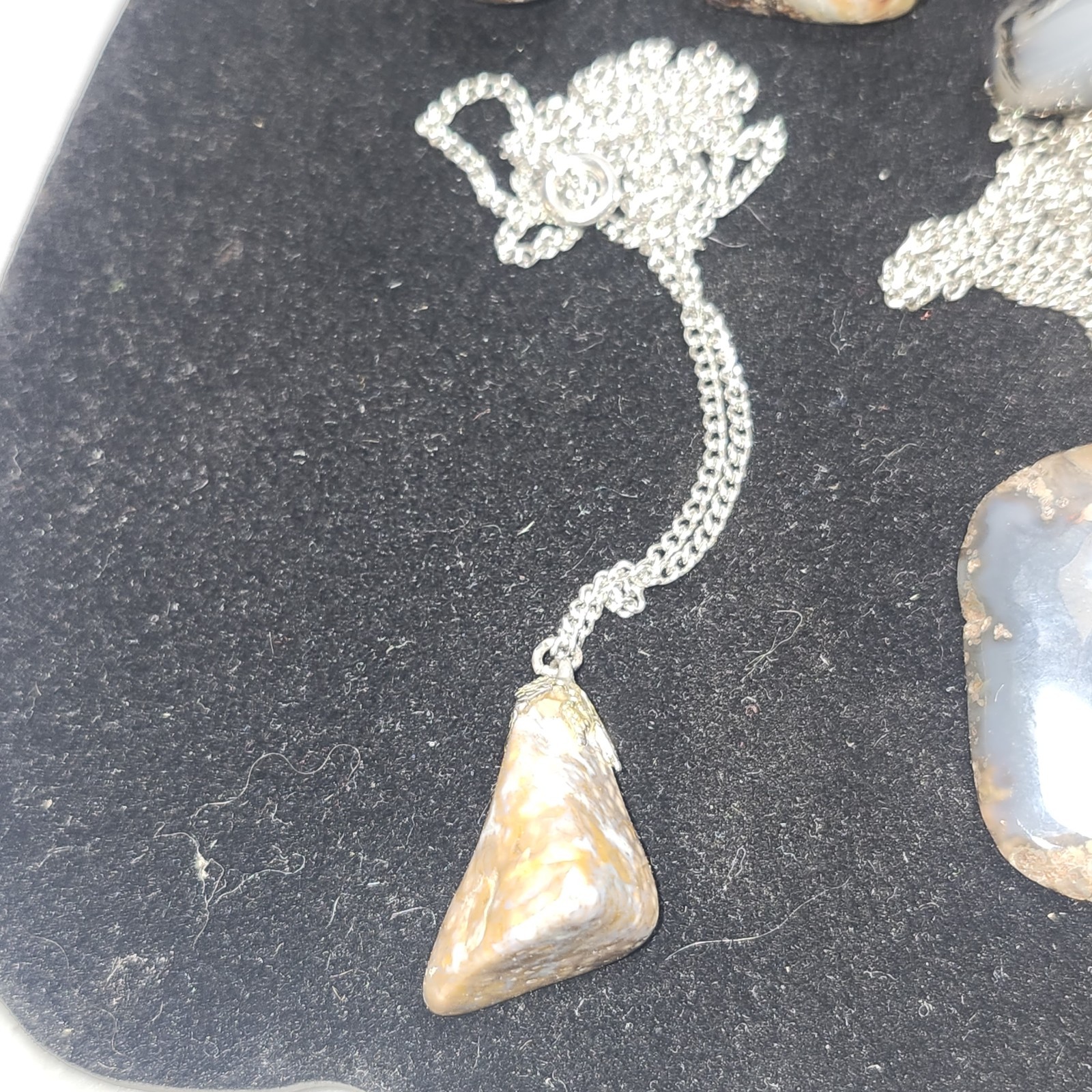 Lot Of 14 Mixed Polished Stone Small Charm Pendants Some W/ Chains Tiger Eye