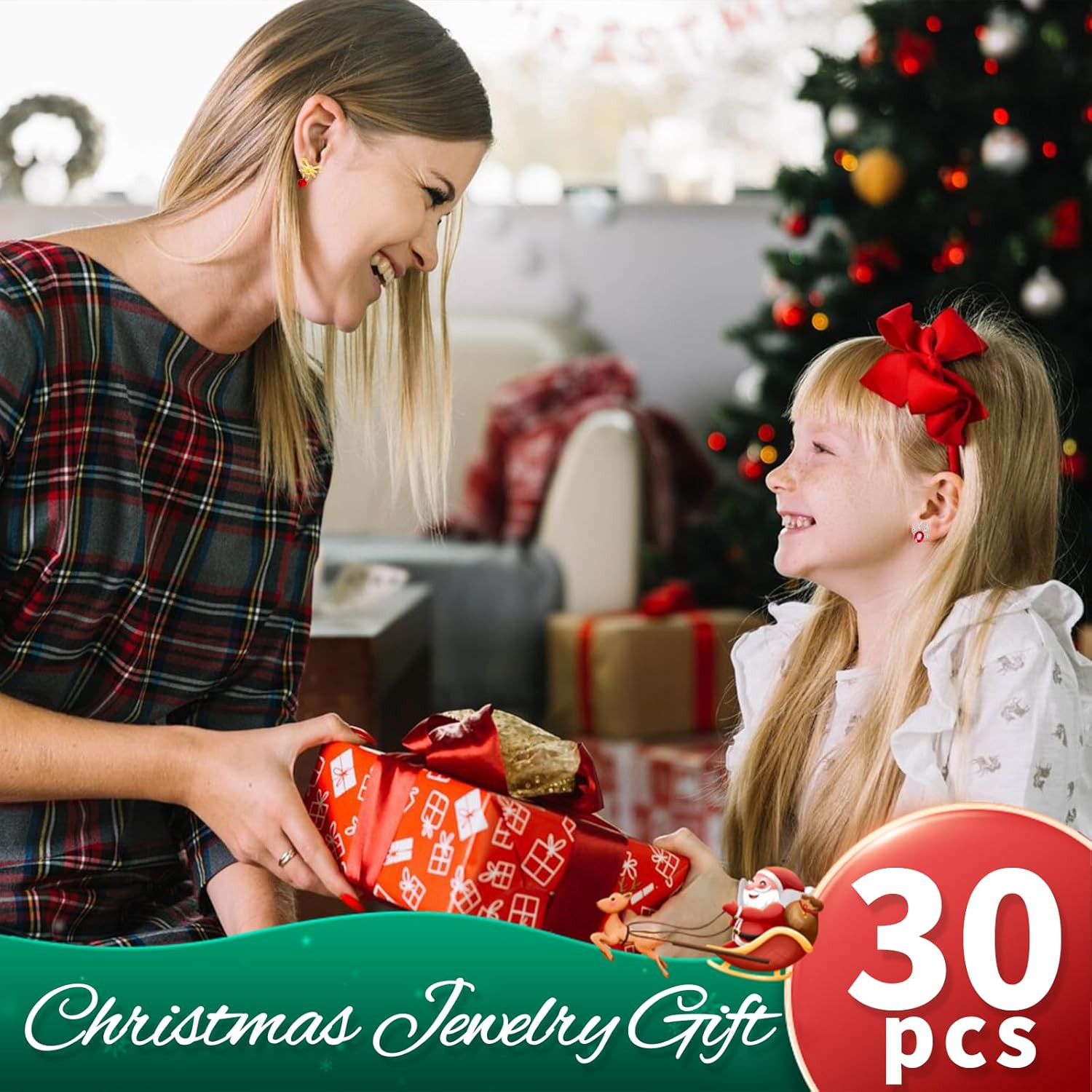 Gushu 30 Pairs Christmas Earrings for Women, Xmas Gifts Holiday Cute Stud