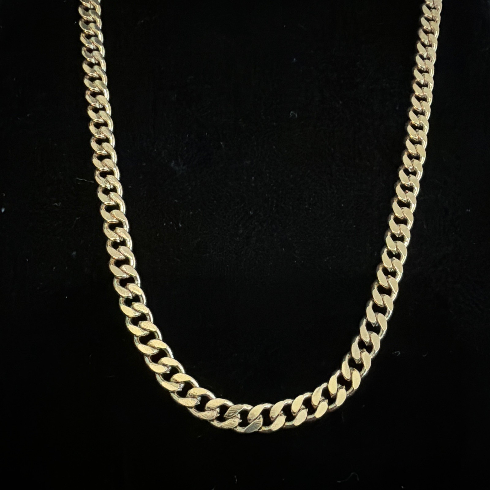 18k Yellow Gold filled Cuban Link Chain Necklace, Lobster Clasp