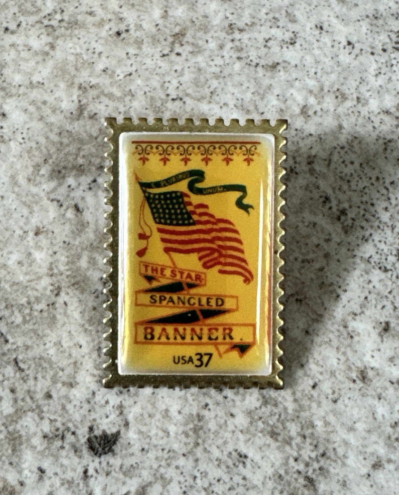 Vintage USPS Stamp Replica Pins Set Vermont State Flower New York Iris Flag