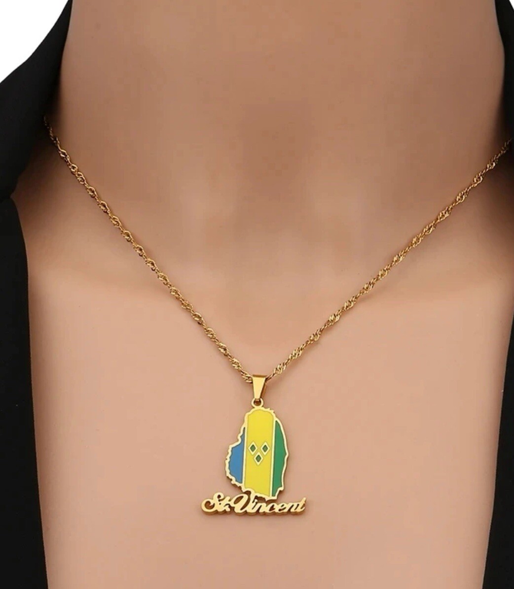 St. Vincent. Stainless Steel Necklace Unisex, Male Female, Tarnish Resistant