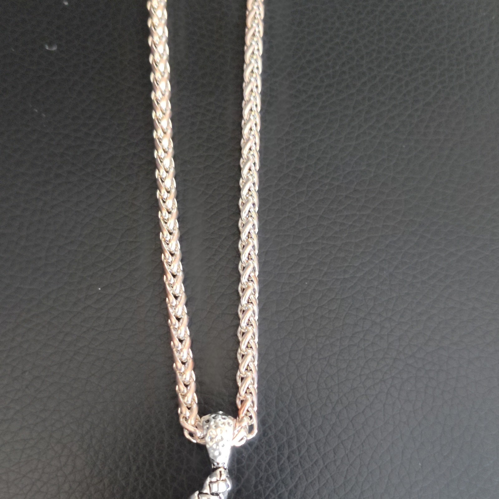 two-tone silver & gold tone round coin pendant spiga/wheat chain toggle