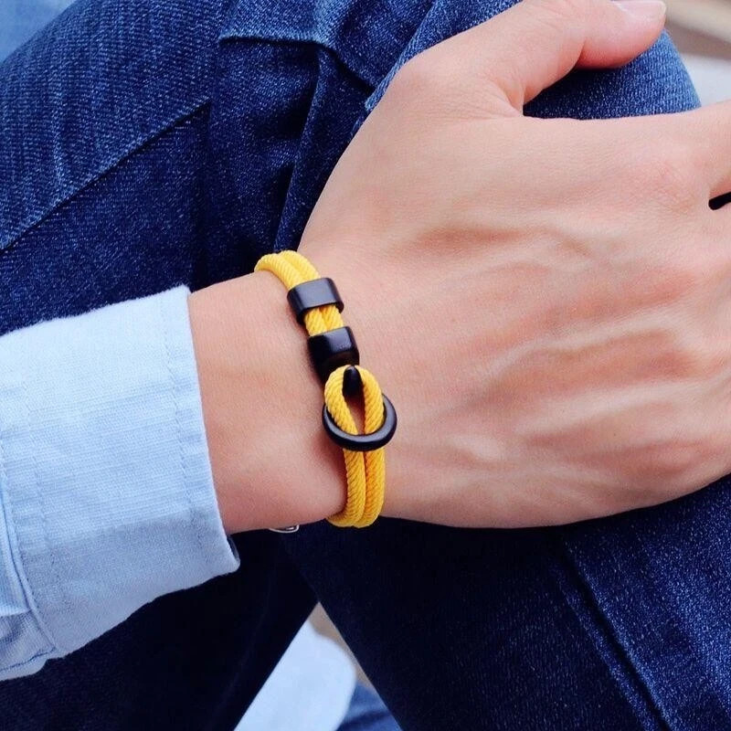 Fashion Men Paracord Rope Bracelet 2 Layer Outdoor Camping Survival Gift for Him