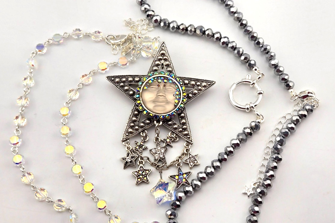 Kirks Folly LEGACY Goddess Seaview Moon Starshine Pin Pendant &2 Necklaces #63
