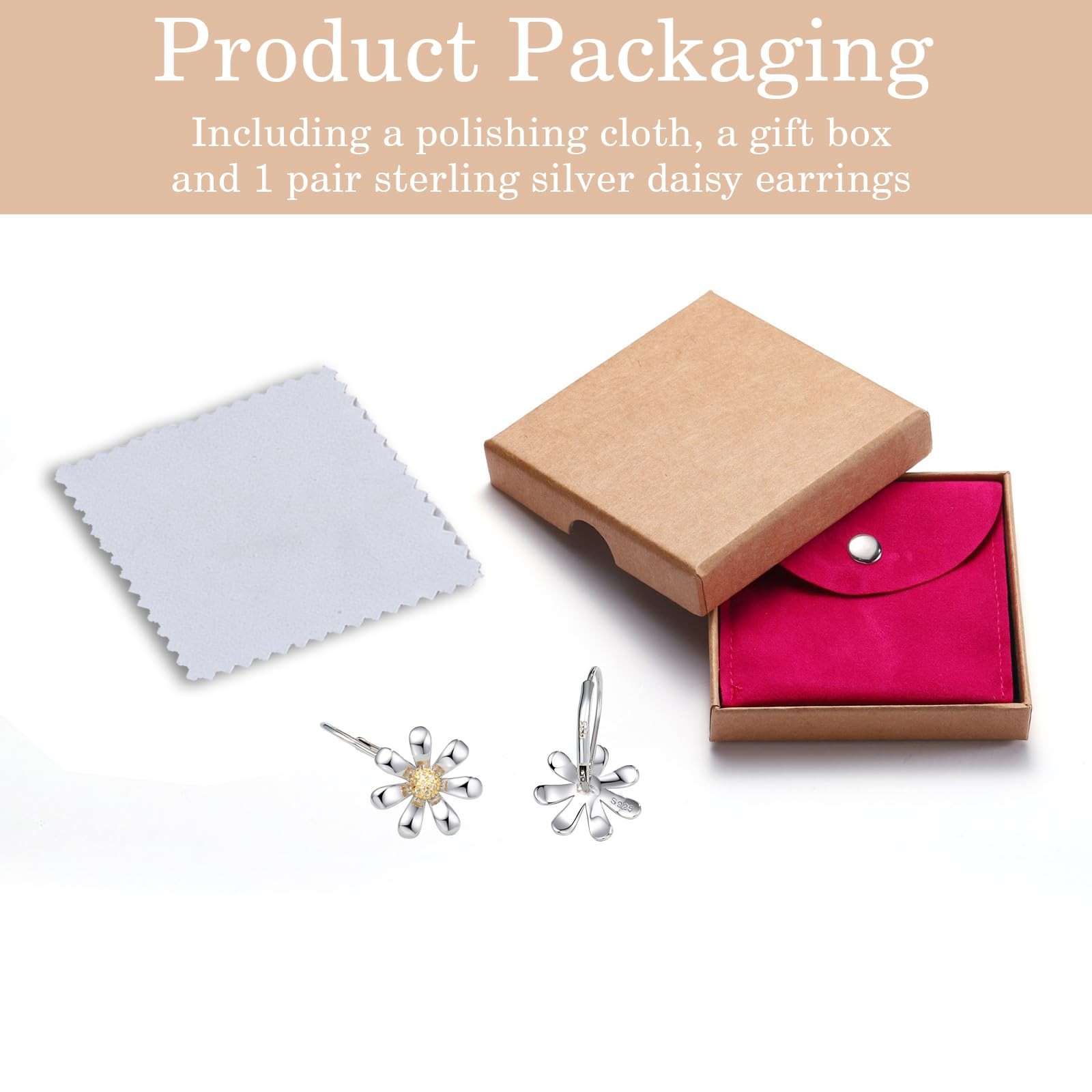 Daisy Earrings 925 Sterling Silver Leverback Drop Dangle Earrings for Women 1…