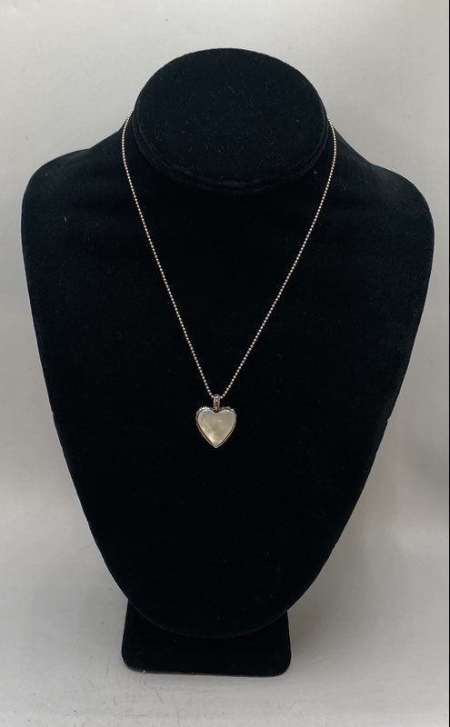 Sterling Silver 925 Heart Necklace Mother of Pearl Onyx Ring Earrings Lot 13g