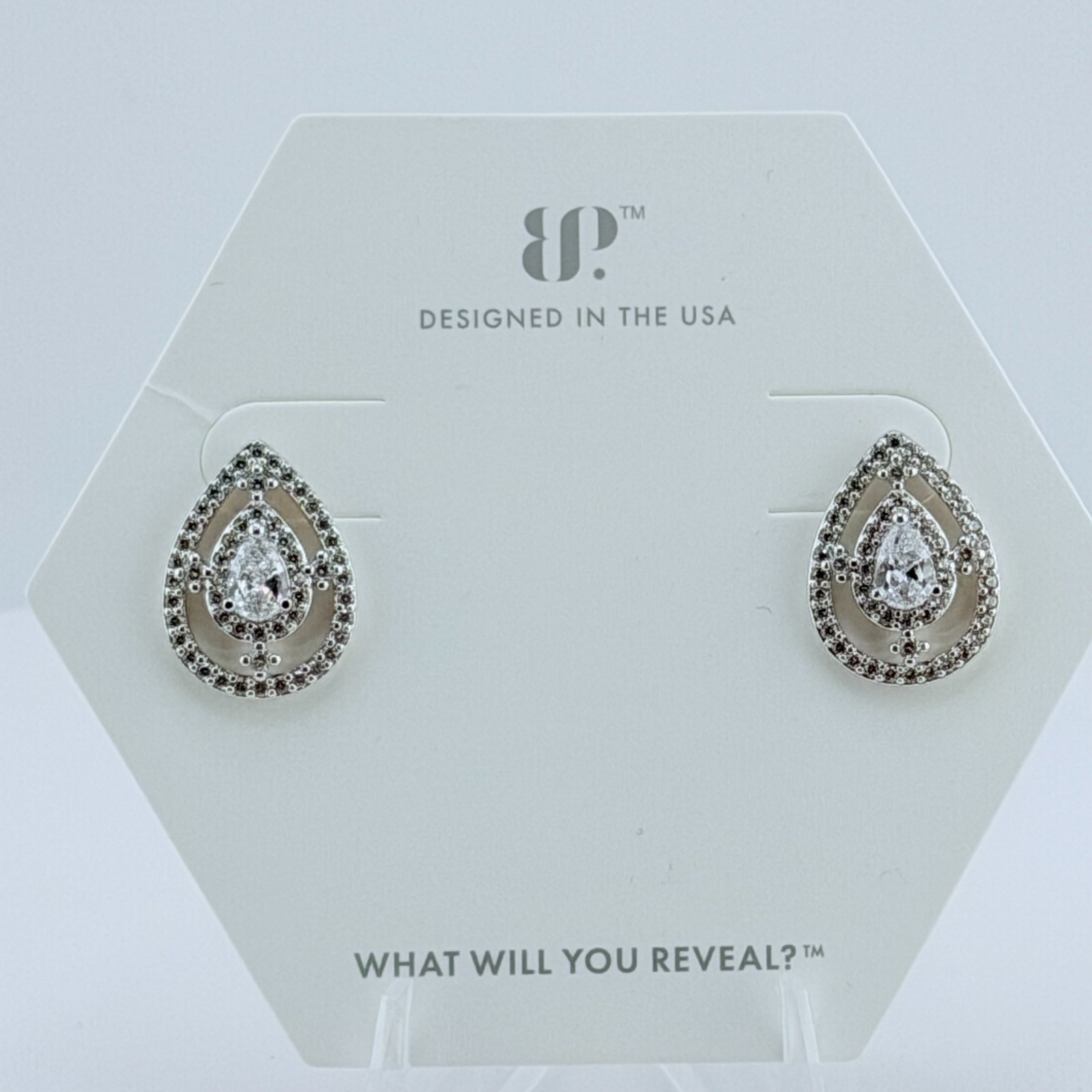 Bomb Party Stud Earrings “My Inner Beauty” Clear CZ on Rhodium