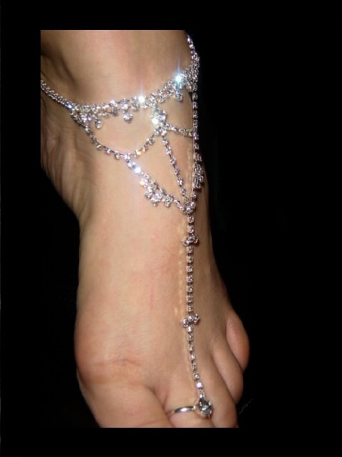 Slave Harems Barefoot Anklet Rhinestone Austrian Crystal Pageant Prom Drag 1x