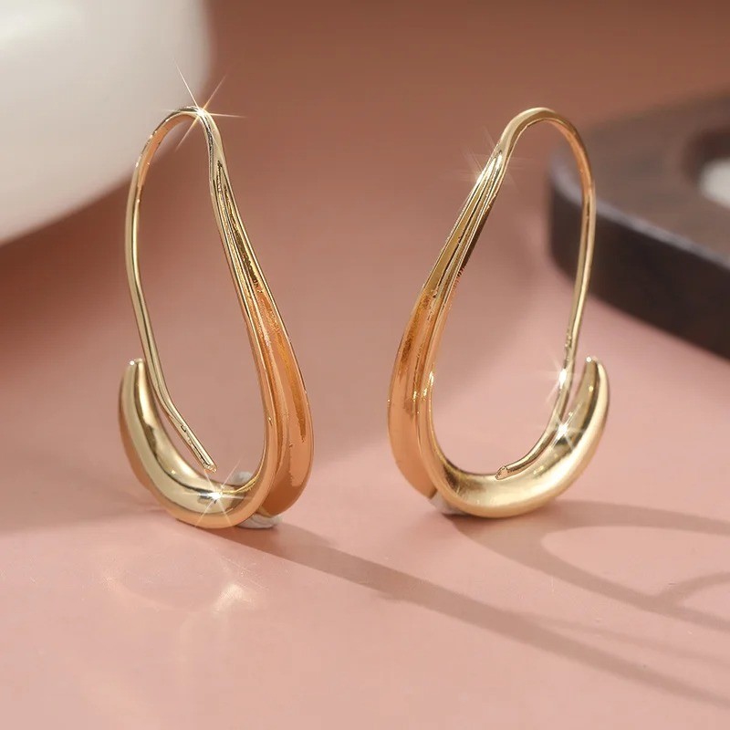 Simple Silver Geometric Dangle Earrings Glossy Fashion Jewelry