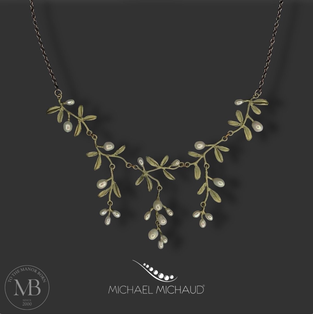 Michael Michaud Garden Vine Necklace Artisian Jewelry Gift 22K GP