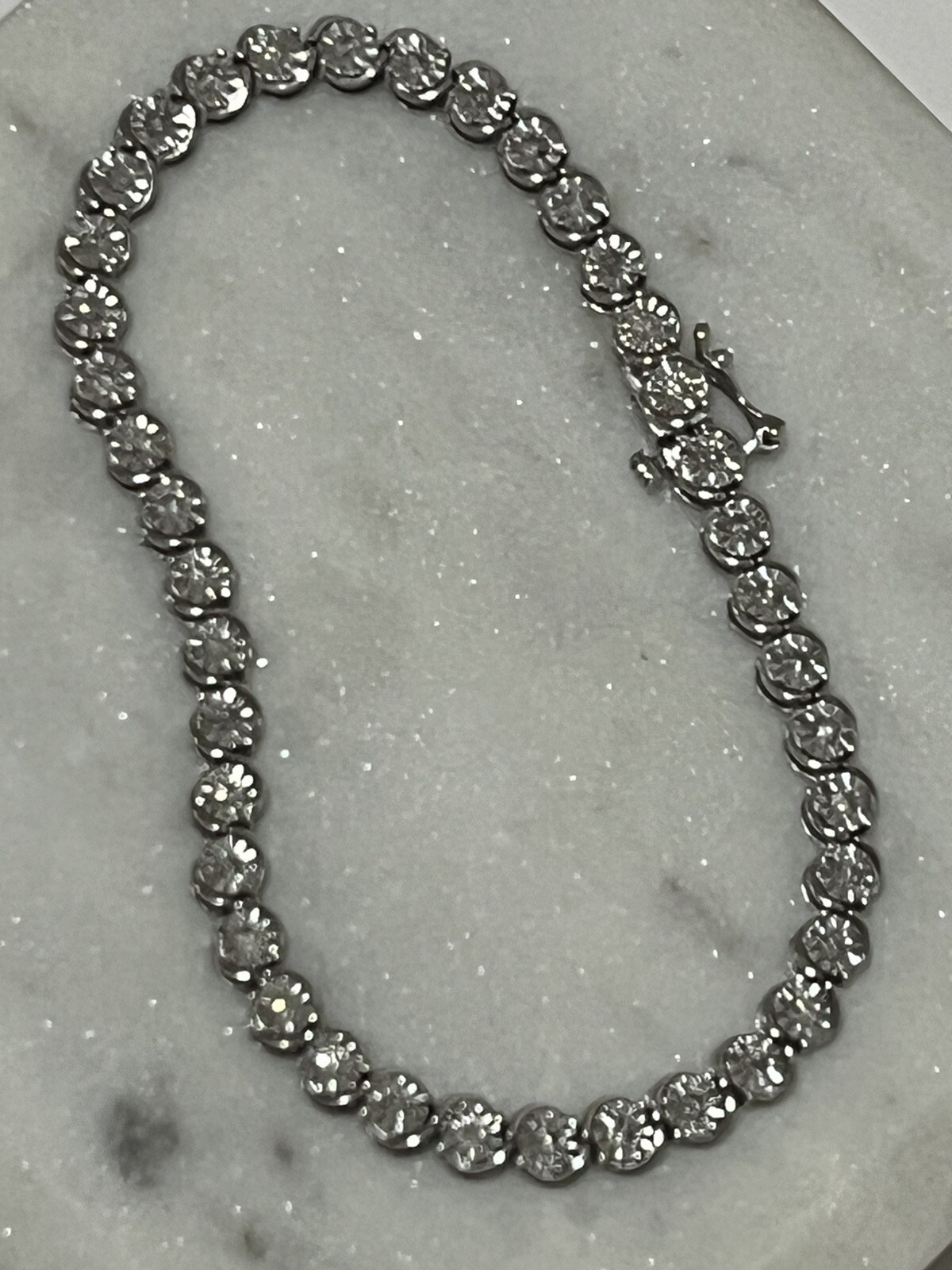 Round Brilliant 1.00 ct Natural Diamond Tennis Bracelet in Sterling Silver