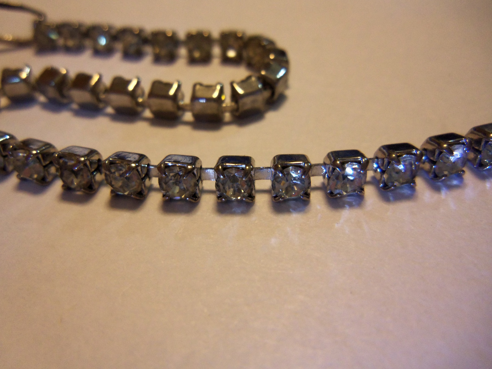 Silver Tone Clear White Gem Tennis Bracelet 6 3/4″ Studded CZ Sparkle