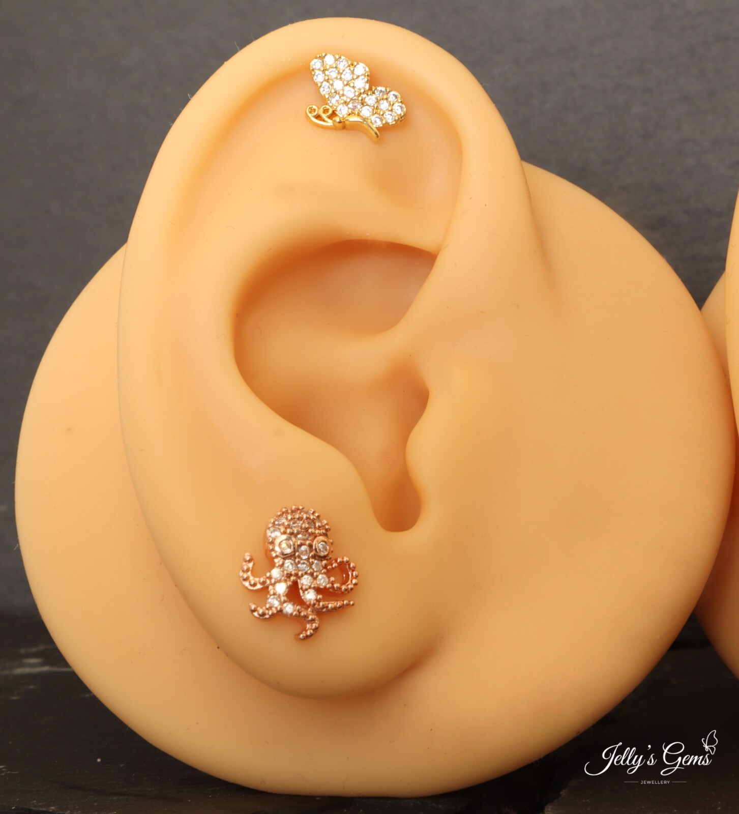 Butterfly Zirconia 18K Gold Silver Cartilage Helix Lobe Tragus Conch 20G Earring