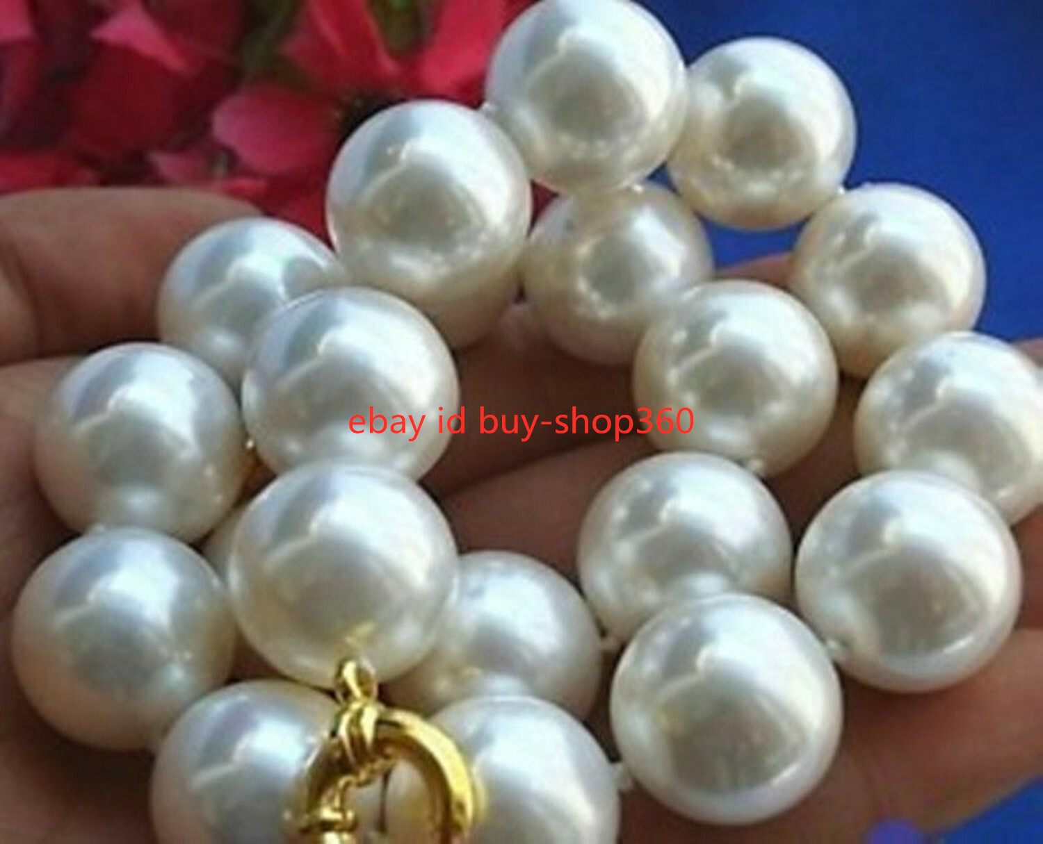 Rare Huge 8MM 10MM 12MM 14MM 20mm White Shell Pearl Necklace AAA 18″