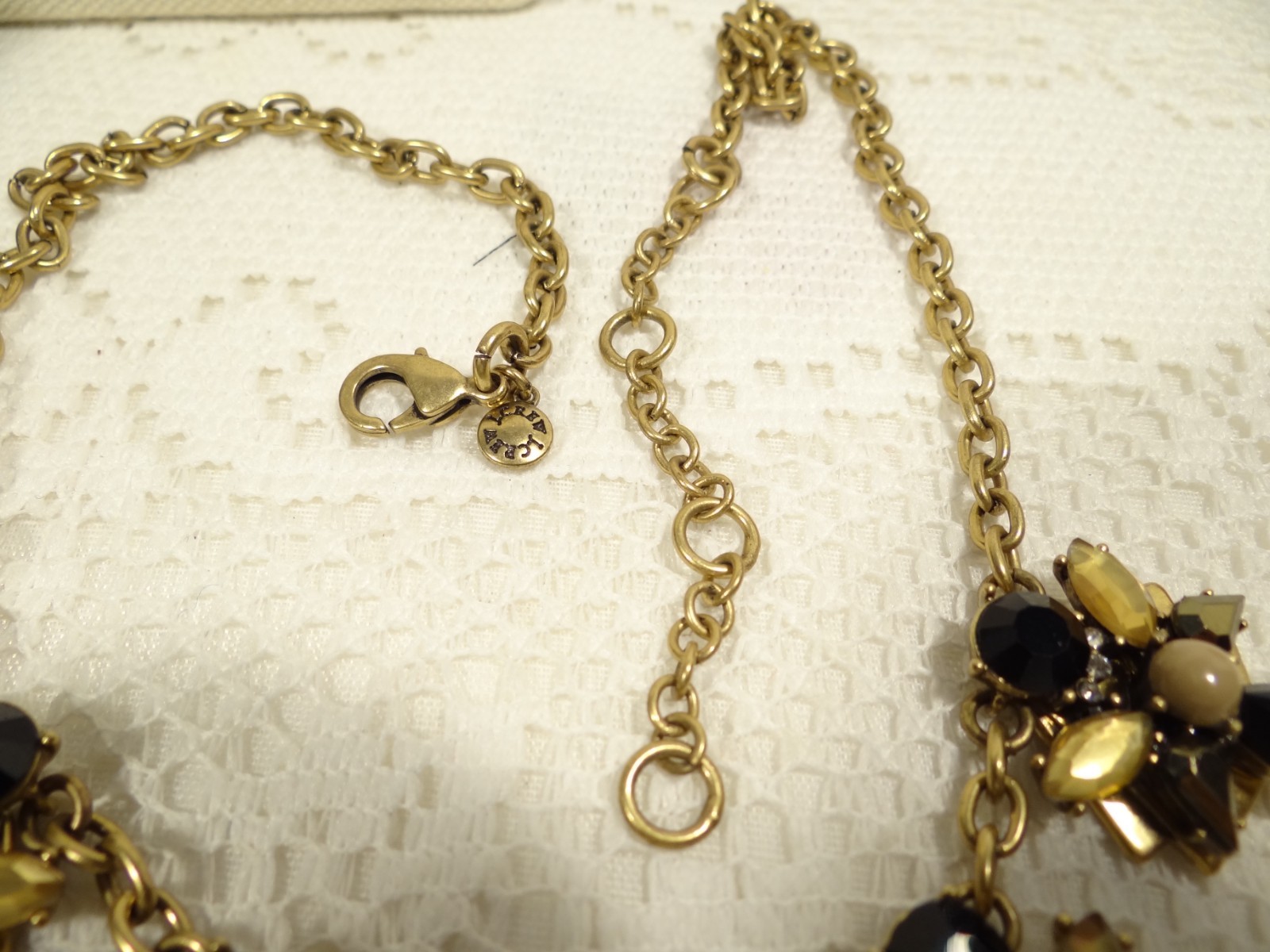 J Crew Black Yellow Floral Pendant Necklace 18″-20.5″ Gold Tone