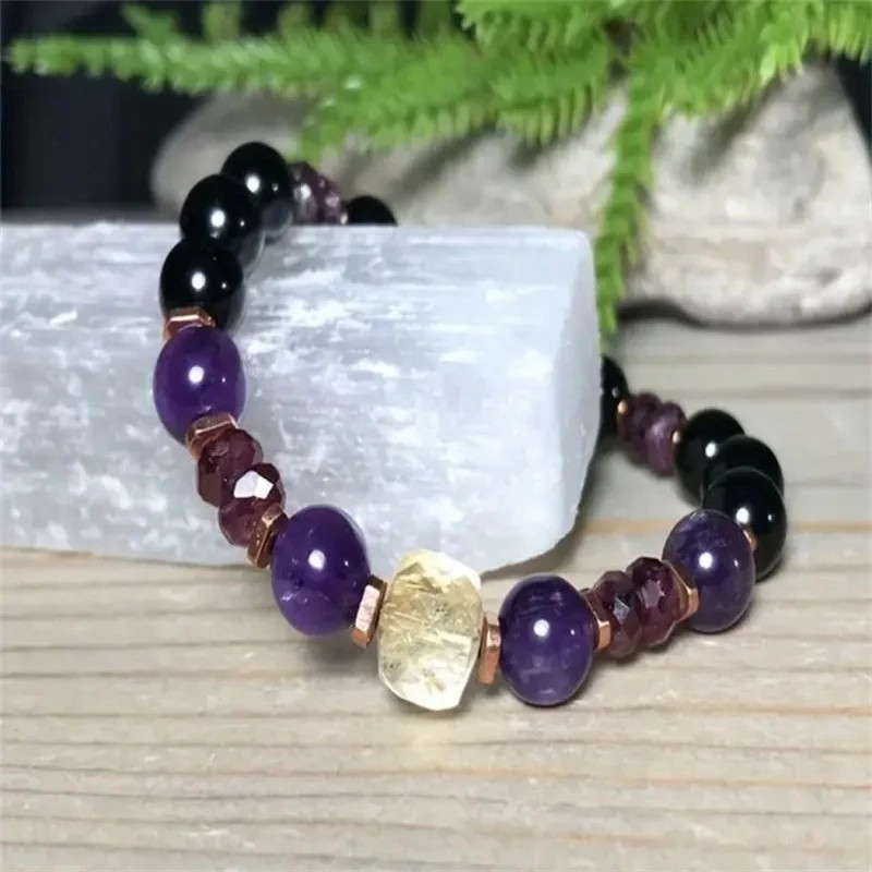 Mixed Natural Gemstone Bracelet Attract Money Protection Healing Relief Amethyst