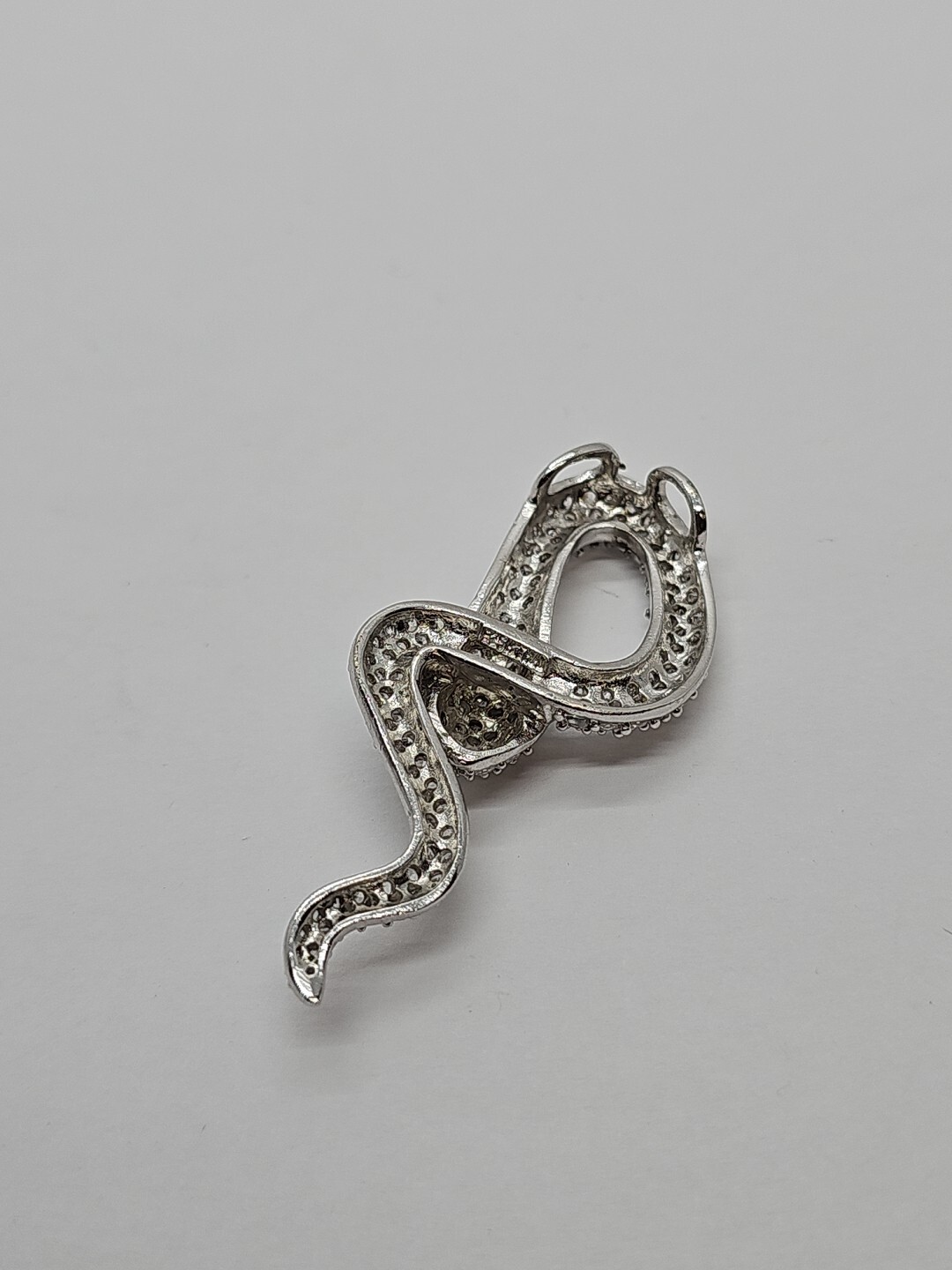925 Sterling Silver Cubic Zirconia & Red Stone Snake Pendant 2″ inch 9.1 gram