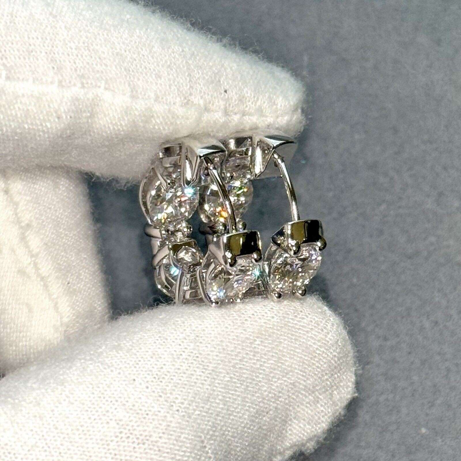 8.00 CTW Jumbo VVS1 Moissanite Hoop Earrings Huggies 20mm – 925 Silver