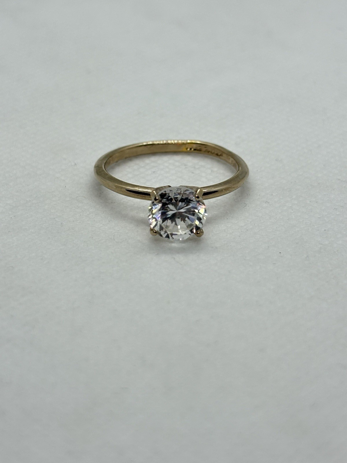 Vintage ESPO Simulated Diamond Ring 14K Gold Electro Plated Solitaire Size 10