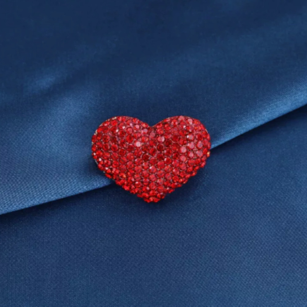 Classic Red Love Rhinestone Brooch For Women Gift Pin Jewelry Accessories USA