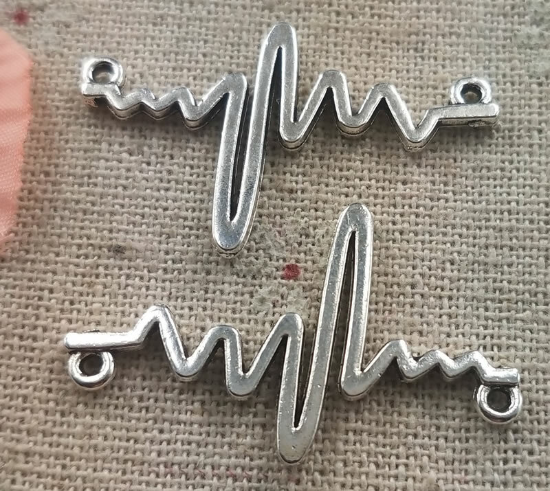 Free Ship 84 pcs tibetan silver Heartbeat Line connectors 36x22mm L-4994 DIY