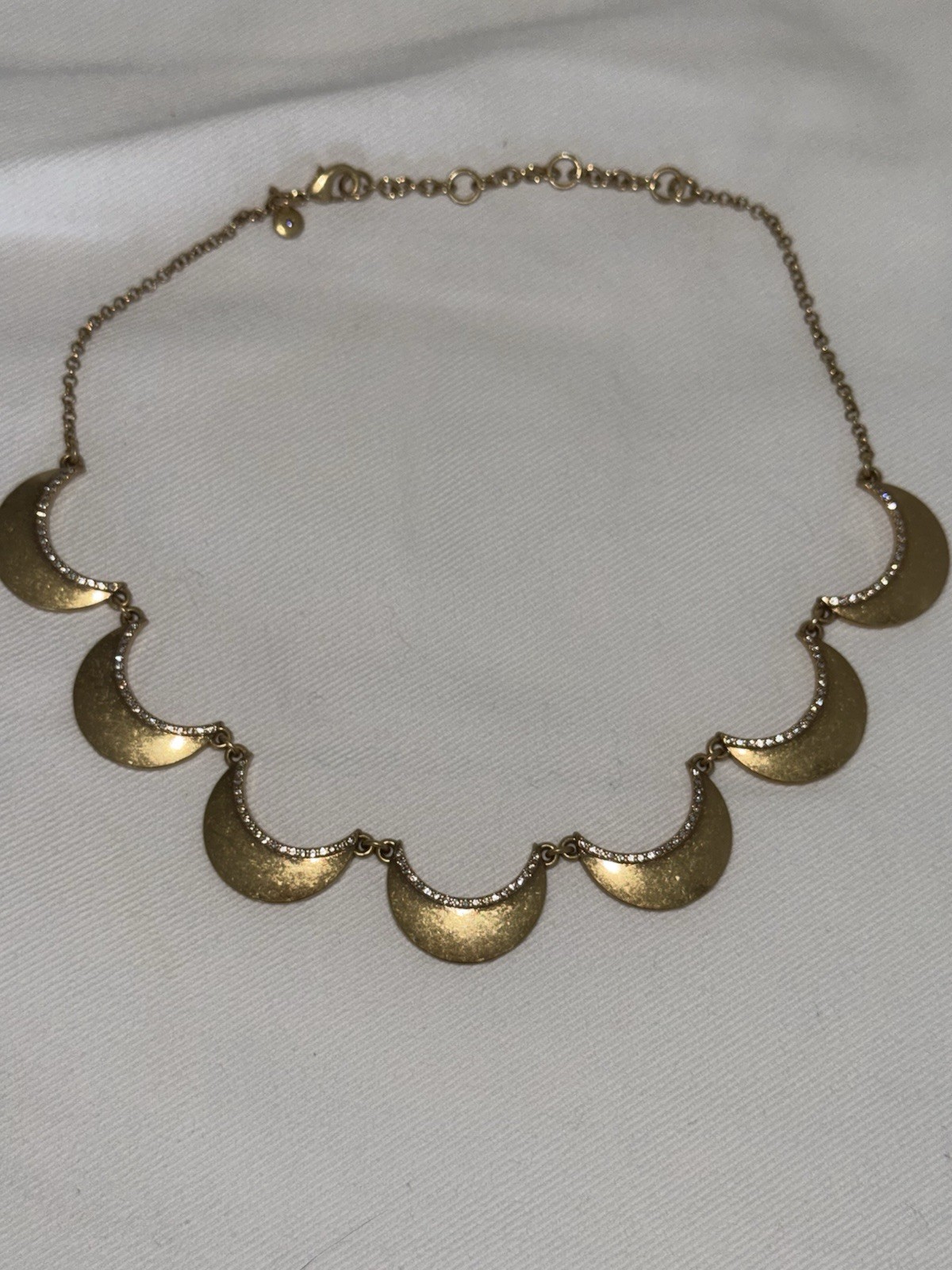 J.Crew Gold-Tone Scallop and Stone Statement Necklace