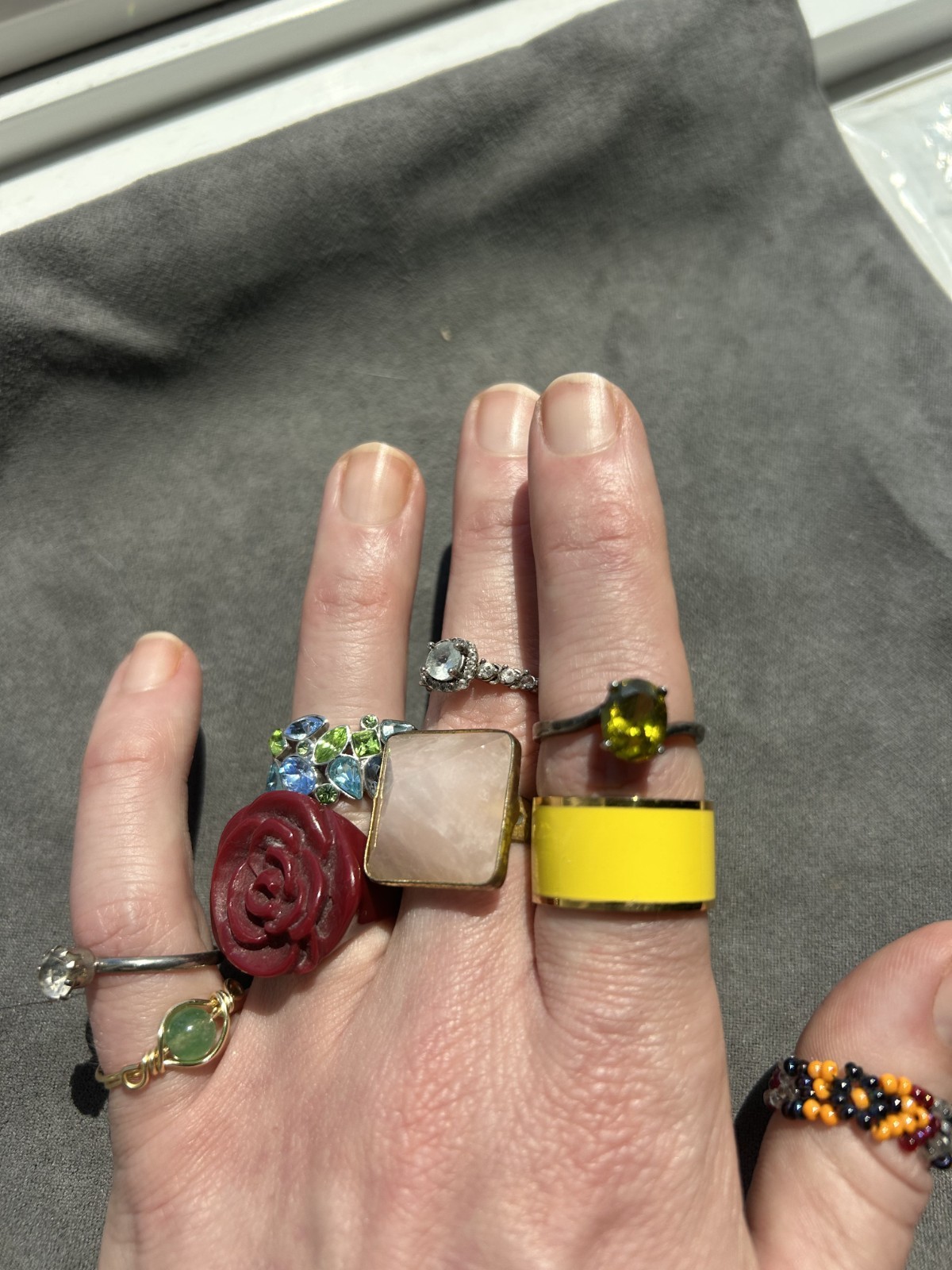 Lot of fashion rings costume jewelry various sizes