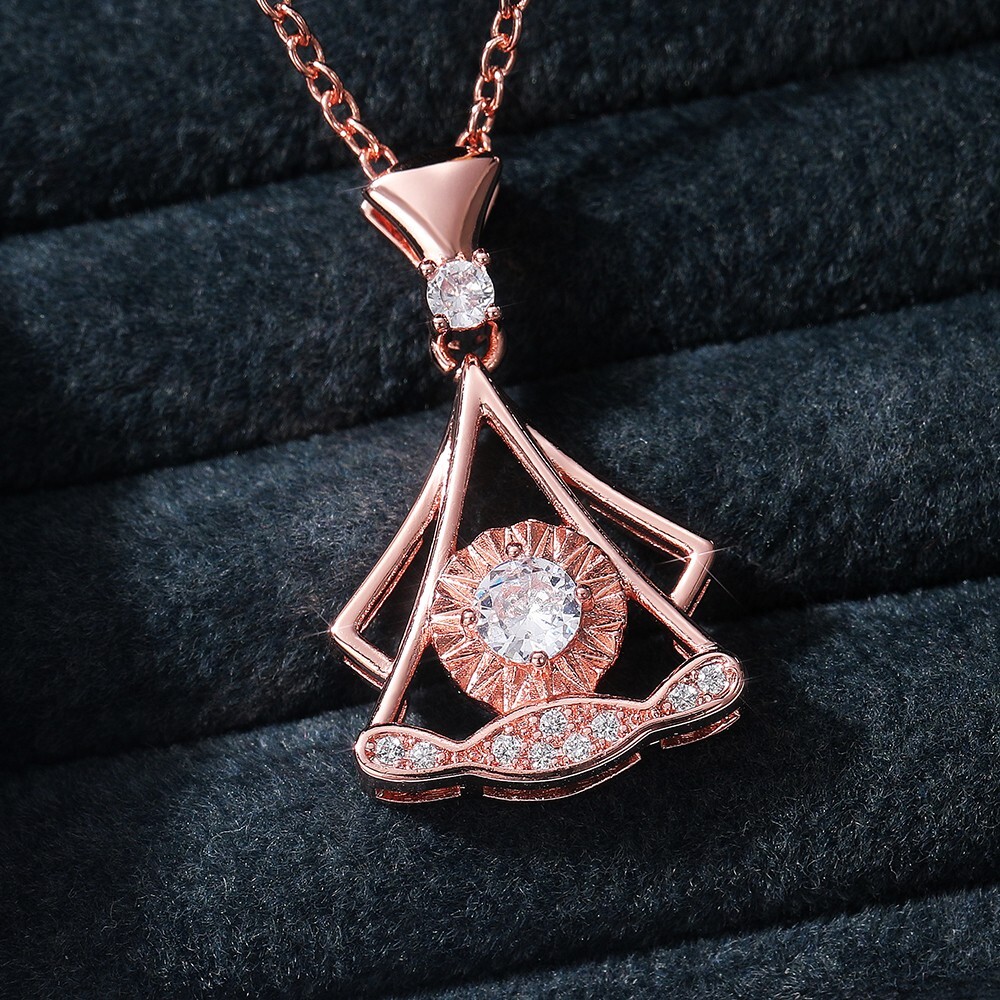 Beautiful Fan Shape Necklace Pendant for Her 1.25 CT Simulated Rose Gold Plated