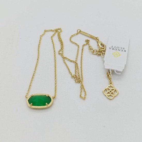New Kendra Scott Elisa Gold Necklace in Jade Green
