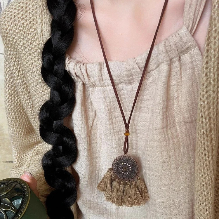 7Pcs Bohemian Women’s Necklace Set – Layered Cord Necklaces with Feather