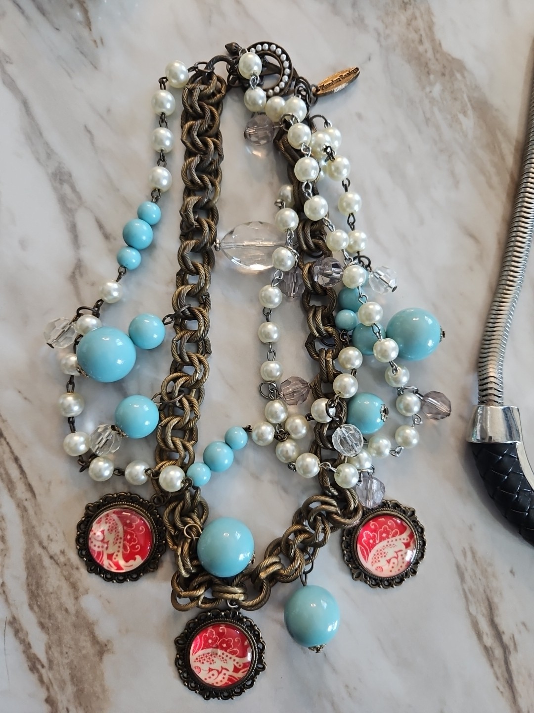 18pc Costume Necklace Lot Faux Pearls Beaded Chunky Statement Resale Branded