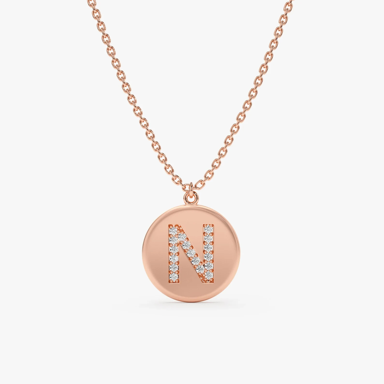 Lab Grown 1.00 Ct Round EF VS Diamond Initial Letter Necklace in 14K Solid Gold