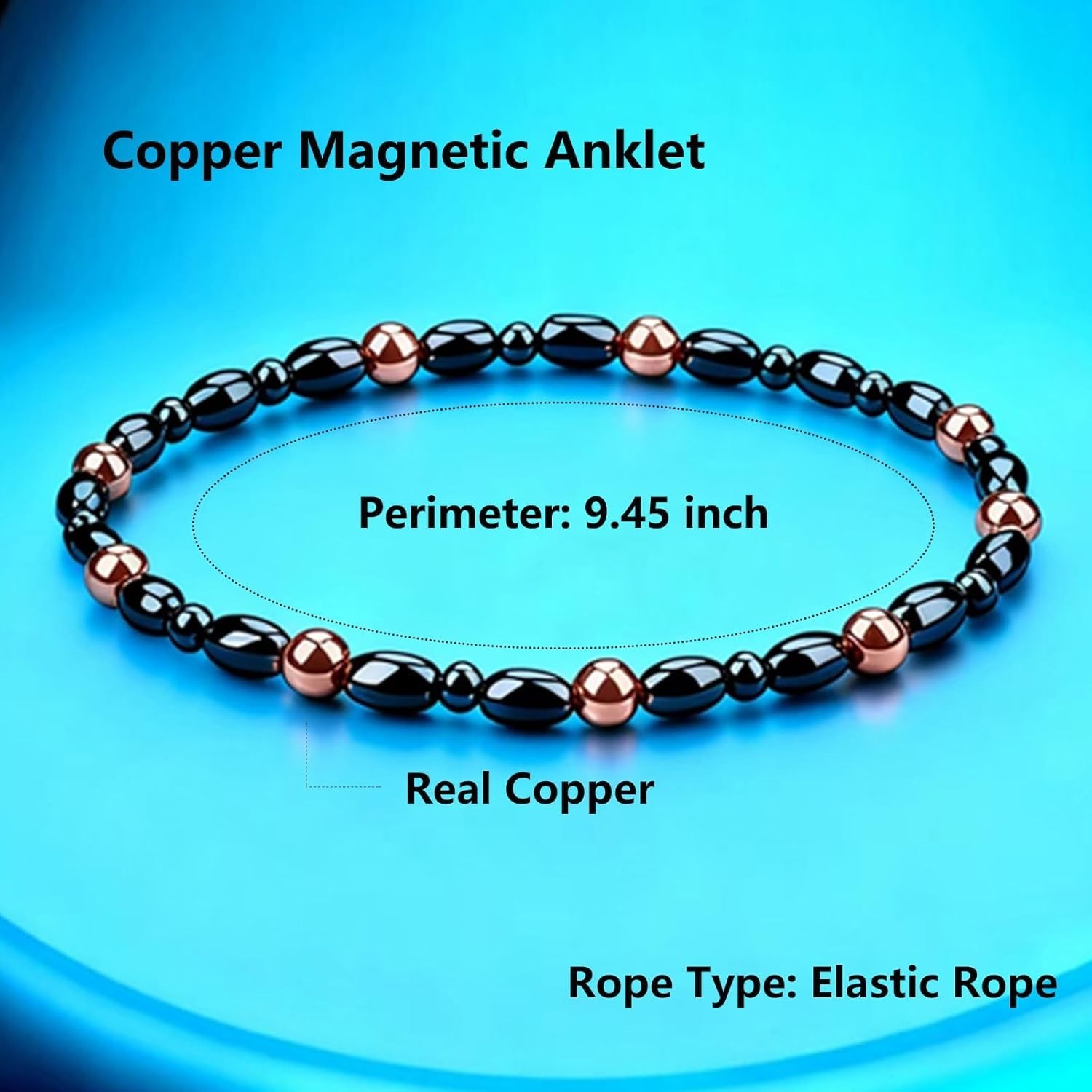 2 pack Copper Magnetic Anklets for Women Copper Magnetic Therapy Anklet Magnet B