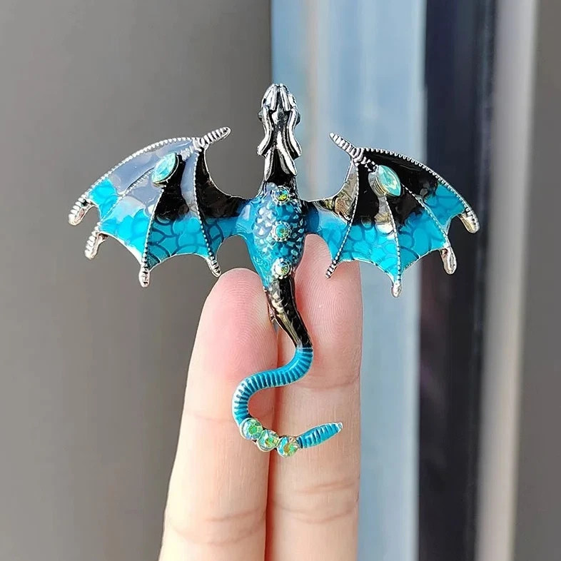 1pc Dragon Brooch Pin Enamel Crystal Animal Badge Jewelry Gift – Animal Pins*
