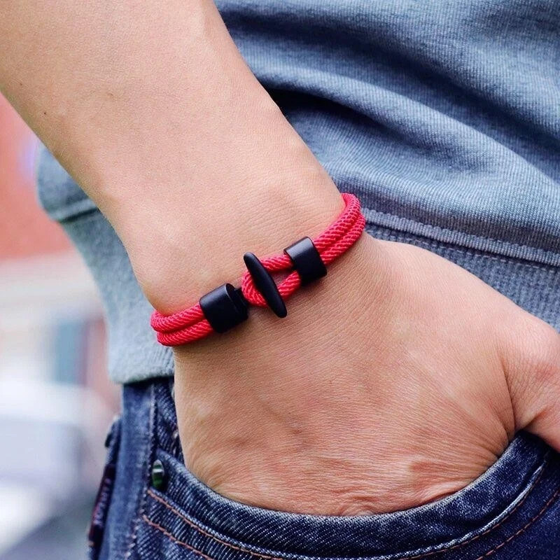 NEW Men’s Rope Bracelet Viking Punk Hiphop Outdoor Camping Jewelry