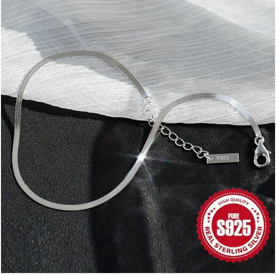 NEW WOMEN’S STERLING SILVER 925 ANKLE BRACELET HERRINGBONE STYLE 8.75″-10.75″
