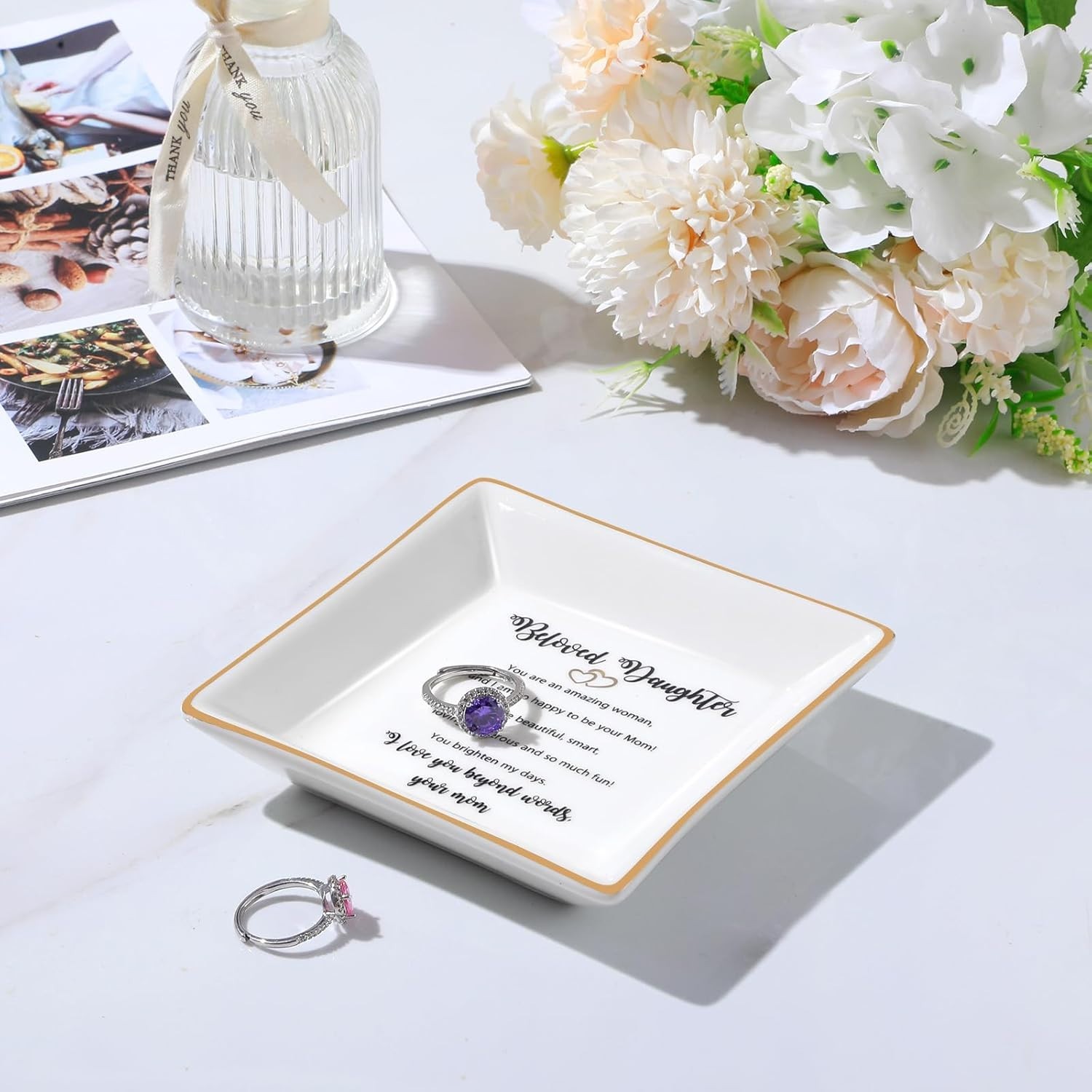 Beloved Daughter Engraved Ceramic Jewelry Dish – Perfect Gift for All Occasions