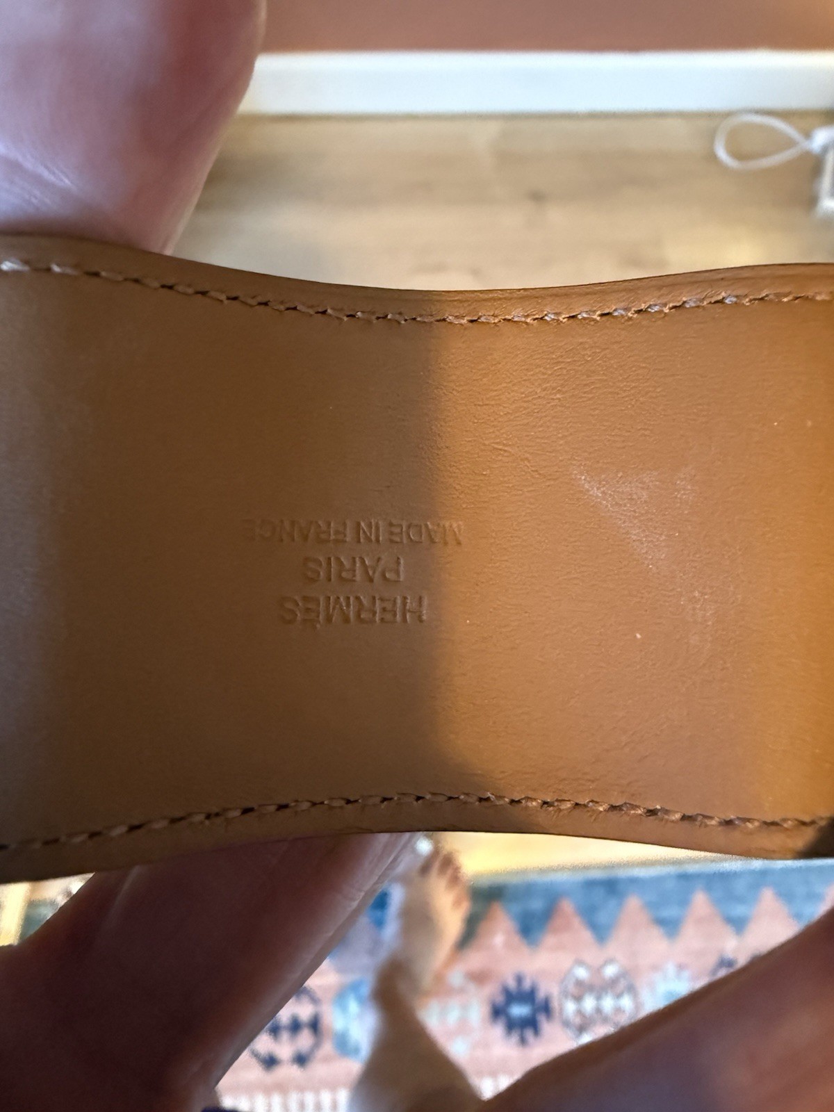 Hermès Black & Silver Leather Cuff Bracelet