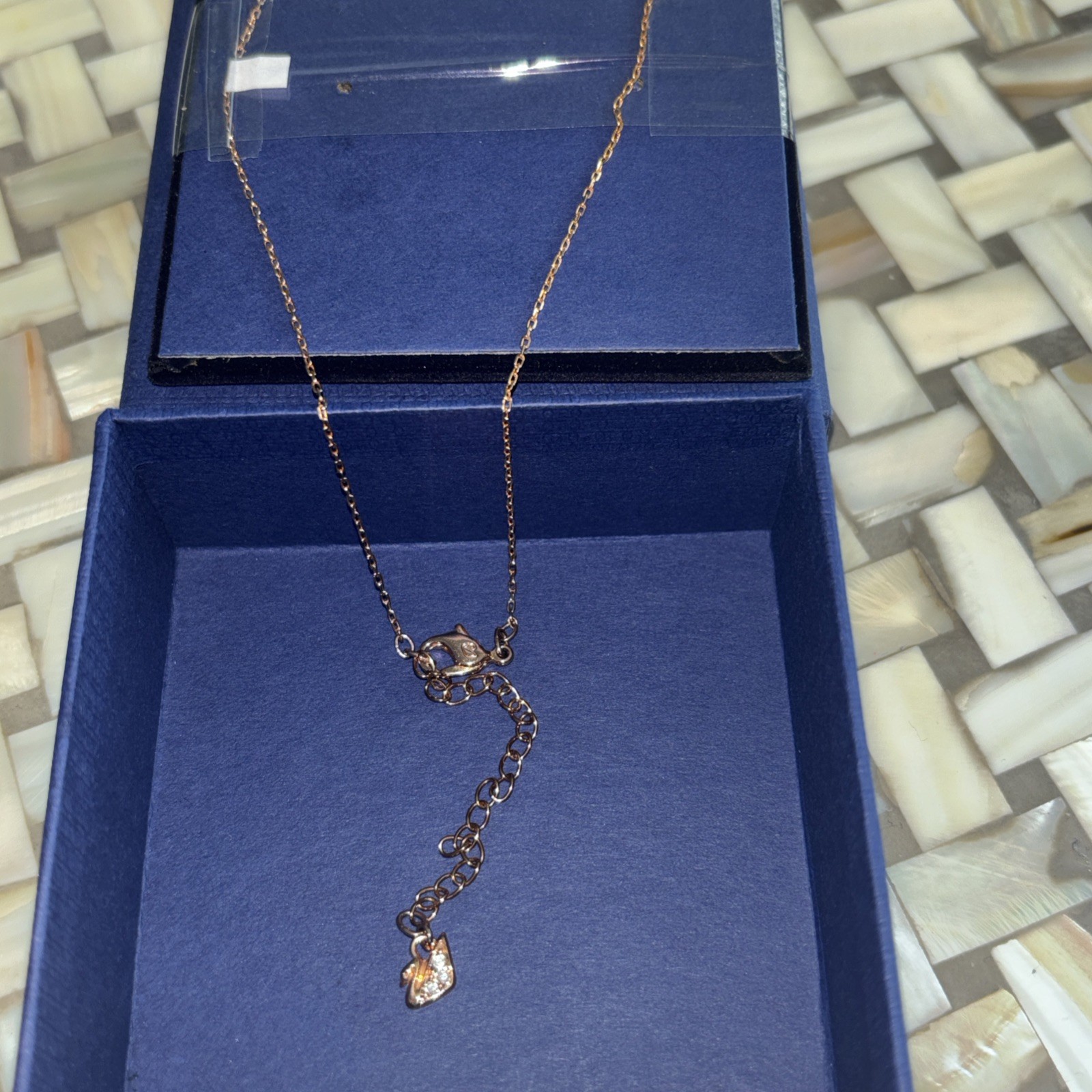 Brand New Swarovski Crystal Rose Gold and white pendant necklace solitaire
