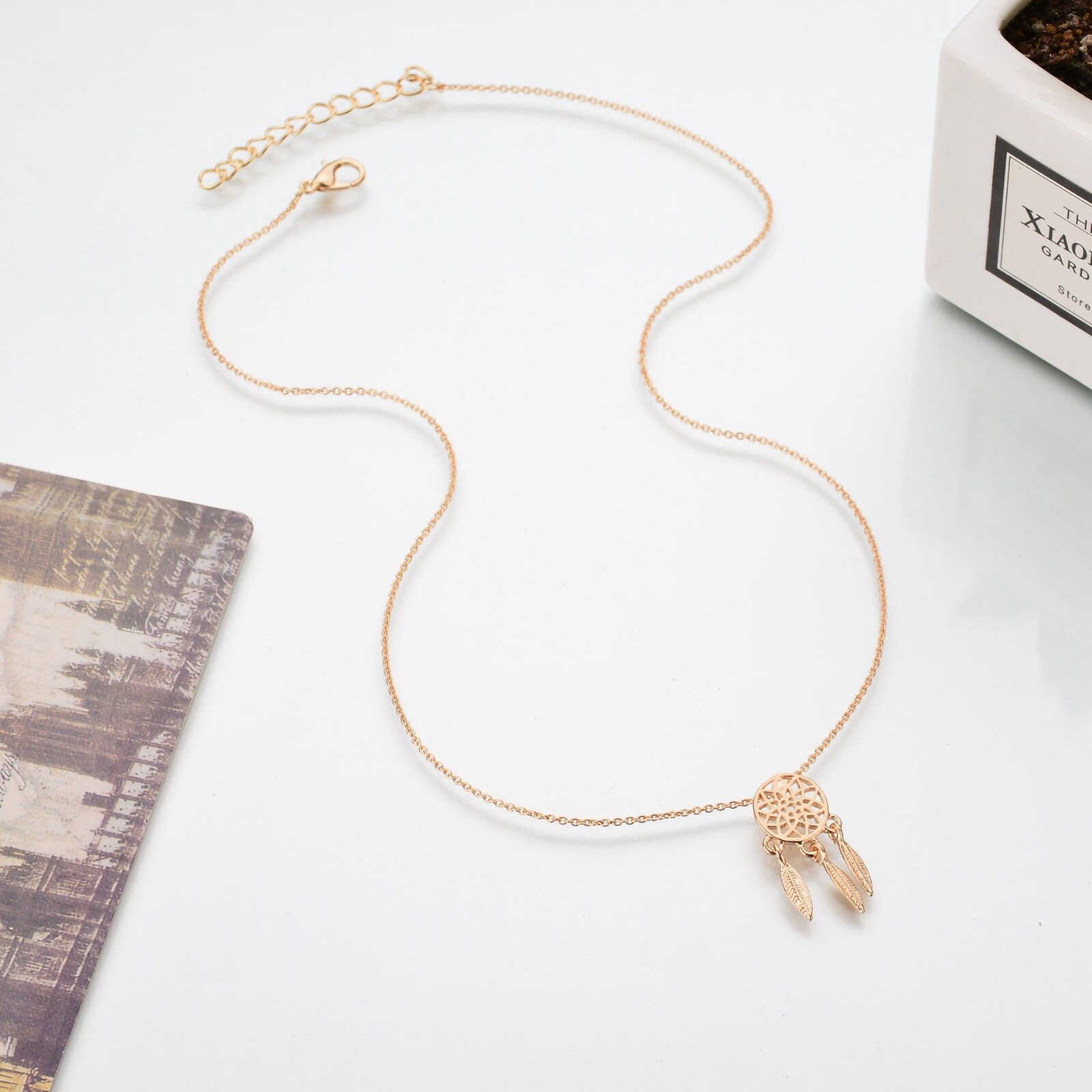 Woman’s Fashion Jewelry Dream Catcher Necklace Gold and Silver Color 76-6