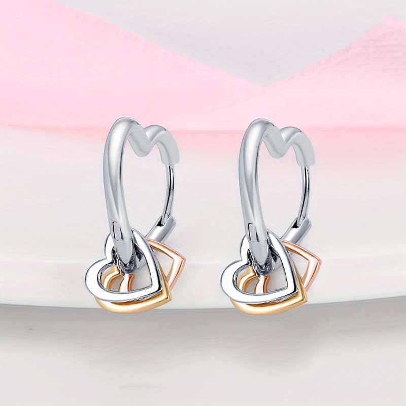 PANDACH 925 Sterling Silver Minimalist Heart Hoop Earrings For Women Jewelry New